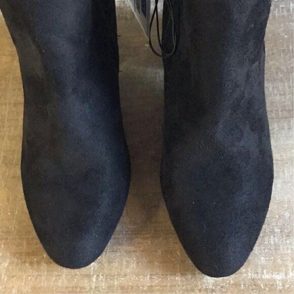 NWT black thigh length suede look chunky heel boots Size 5 1/2 - Picture 10 of 12